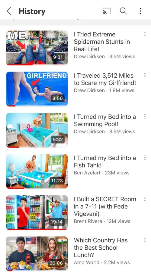 YouTube history showing random videos Here s probably why