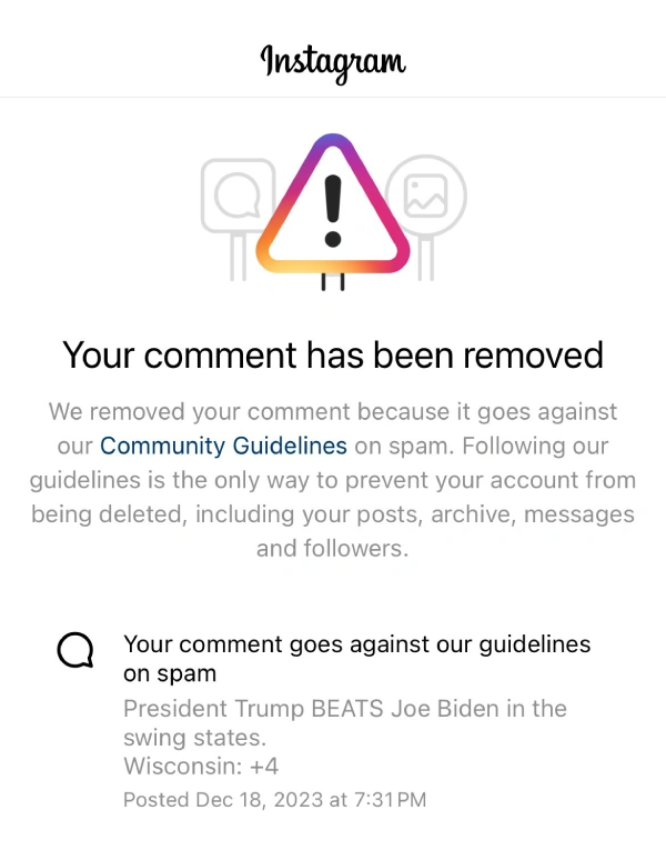 instagram-political-comment-removed