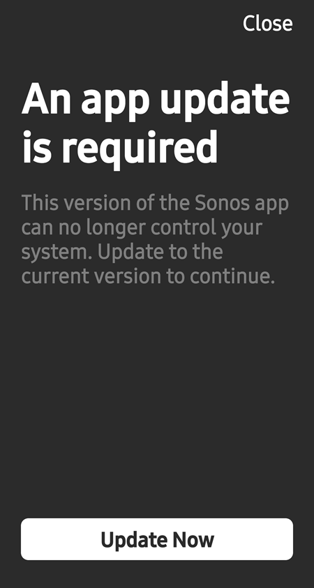 Sonos-app-forced-update