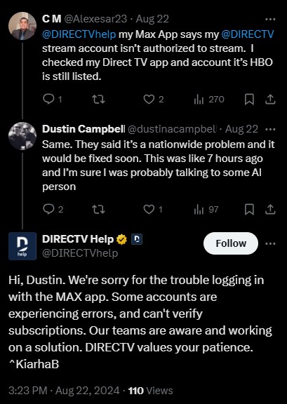 DirecTV-authentication-issue-with-MAX