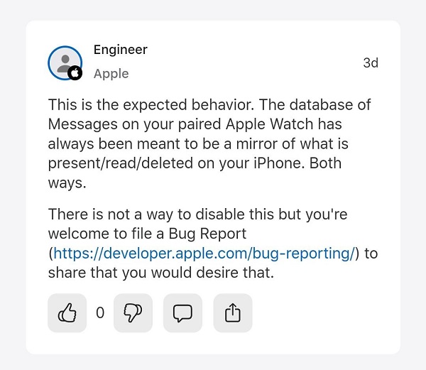 Deleting messages on Apple Watch now wipes out entire conversation from iPhone