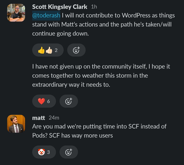 Scott and WordPress Slack ban