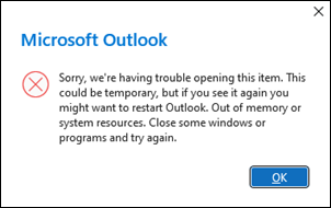 Outlook-memory-issues