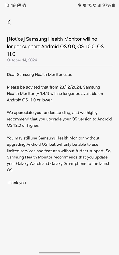 Samsung-Health-Monitor-Android-11-Support-Notice