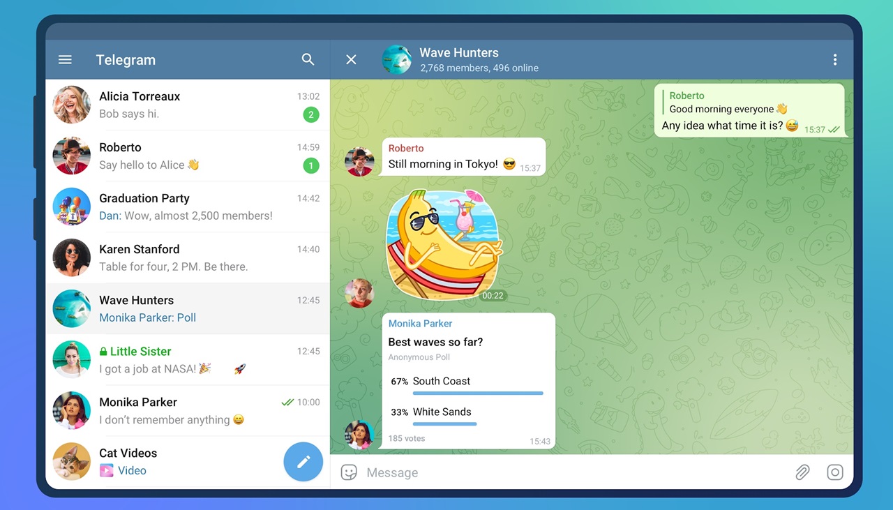 Telegram-on-Tablet