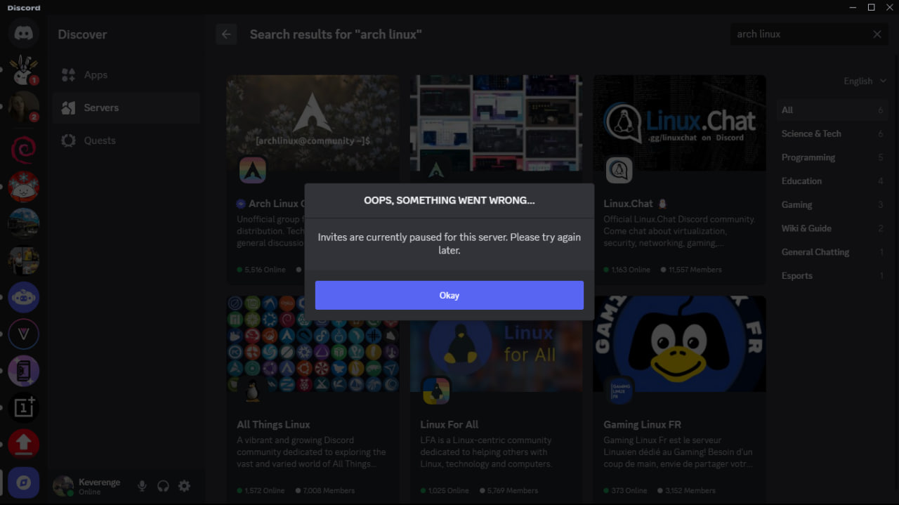 Unable-to-join-Arch-Linux-Community-discord-server