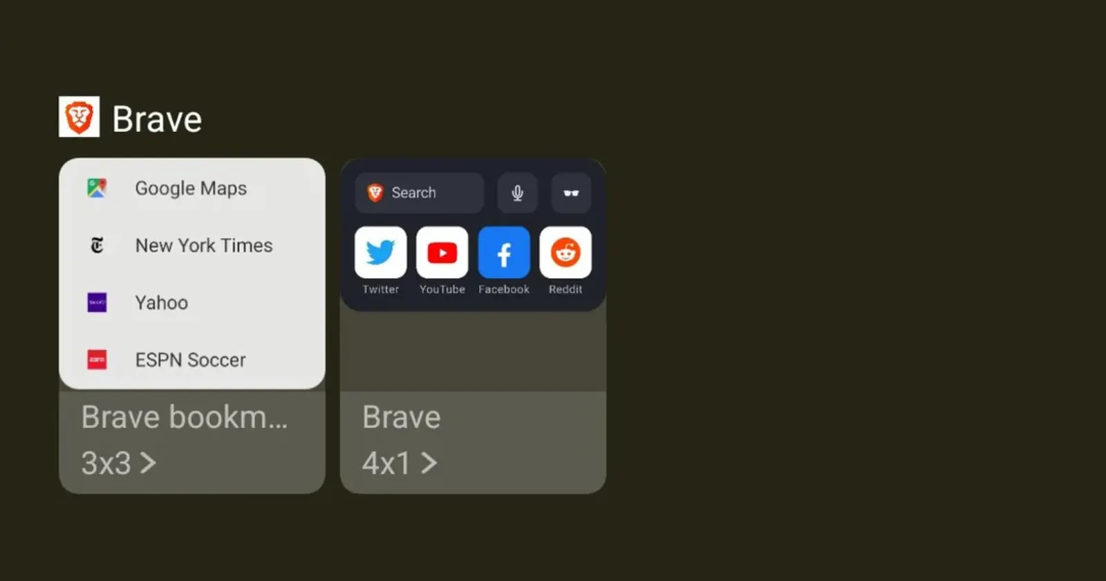 Brave Browser gets rid of 3x1 search widget on Android following recent update