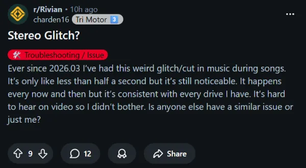 rivian-stereo-glitch-complaint