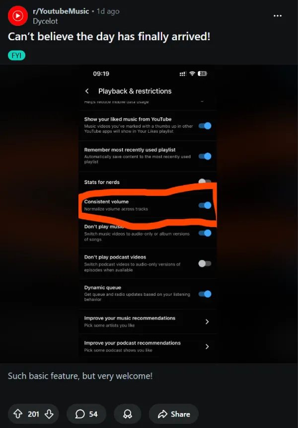 youtube-music-consistent-volume-setting-iphone